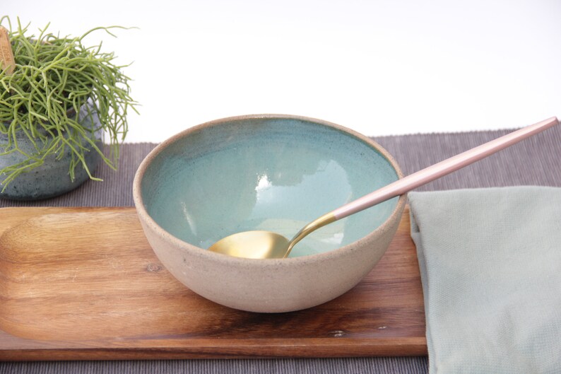 stoneware bowl, Medium Handmade Bowl, ceramic bowl, Rice bowl, Cereal bowl, Light blue dish, Glazed Pottery, new home gift, rustic dish