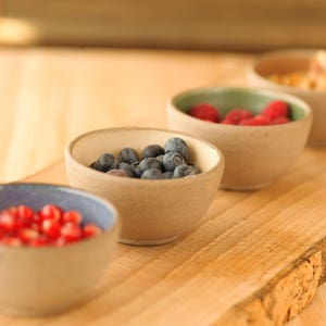 Bunte kleine Keramikschüssel, 4er-Set Schüsseln, Keramik-Tapasschüssel, Gewürzschüssel, Salz- und Pfefferschüssel, Minischüssel
