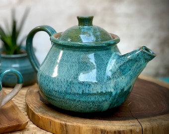 Ceramic Teapot, Big Blue Tea Pot, Blue Kettle, Tea Pitcher, Ceramic Pitcher, Kitchenware, Tea Lover Gift, Office Gift, Housewarming Gift