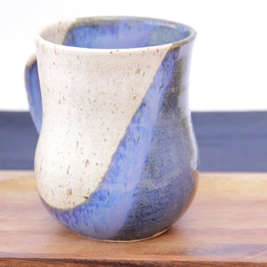 Handmade Ceramic Coffee Mug: Speckled Blue & White Pottery, 10 oz
