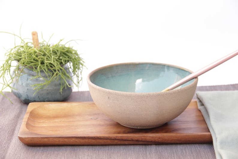 stoneware bowl, Medium Handmade Bowl, ceramic bowl, Rice bowl, Cereal bowl, Light blue dish, Glazed Pottery, new home gift, rustic dish
