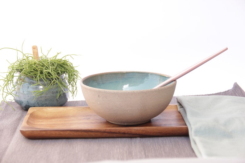 stoneware bowl, Medium Handmade Bowl, ceramic bowl, Rice bowl, Cereal bowl, Light blue dish, Glazed Pottery, new home gift, rustic dish