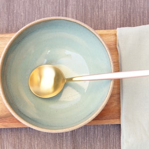 stoneware bowl, Medium Handmade Bowl, ceramic bowl, Rice bowl, Cereal bowl, Light blue dish, Glazed Pottery, new home gift, rustic dish