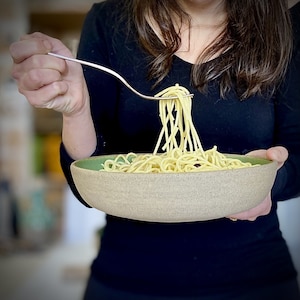 Ceramic bowl, green ramen bowl, Large Soup Bowl, pasta bowl, Noodle Bowls, Japanese Rice Bowls, Dinnerware Bowls, Deep plate, mom gift