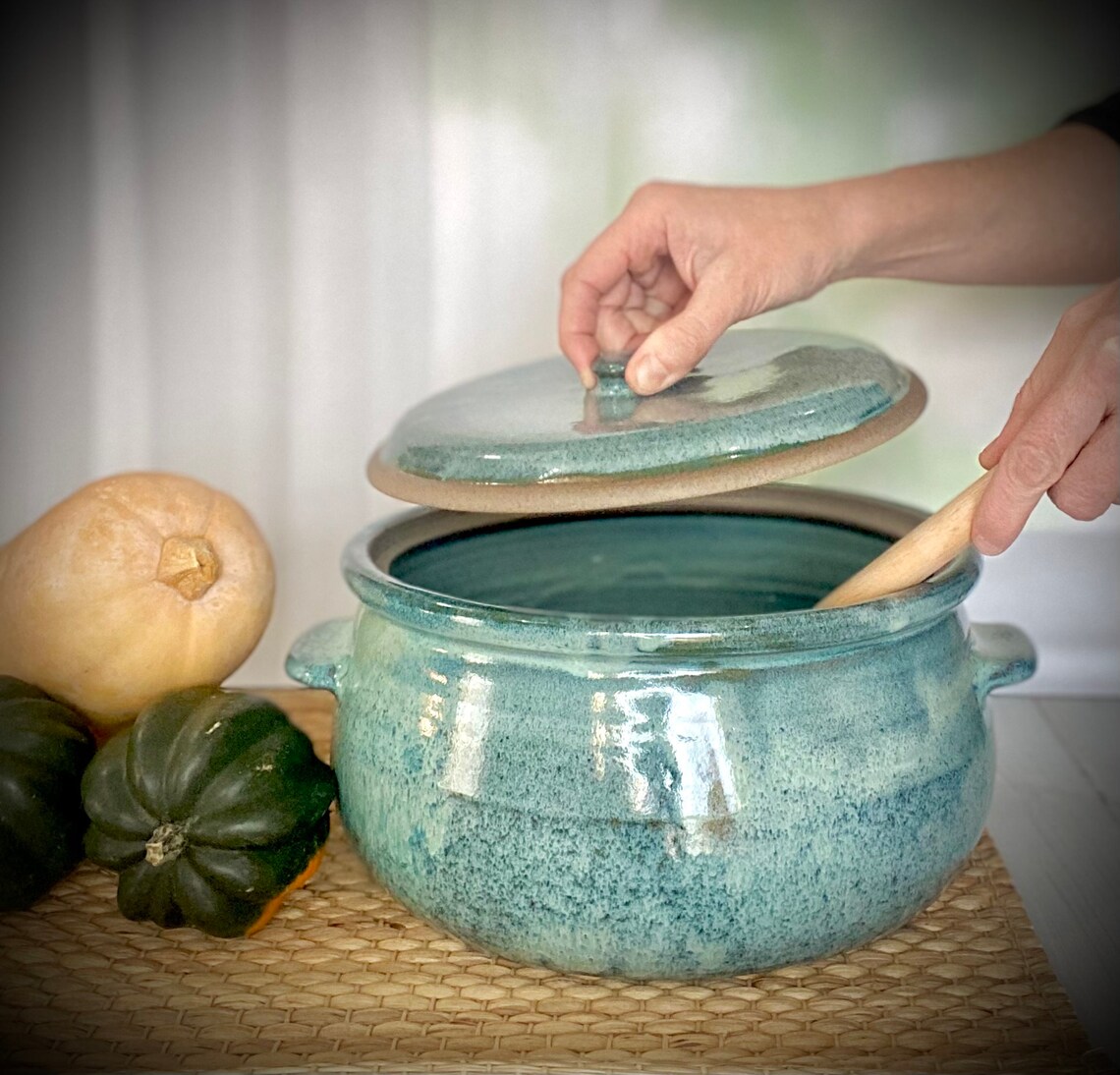 Blue Casserole Dish Large Cooking Pot Ceramic Cooking Pot Etsy