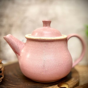 Ceramic kettle, Beautiful Teapot, pink tea pot, pink glaze, Holds 49 FL Oz, pottery pitcher, tea pot with Strainer, rustic kettle, mom gift image 6