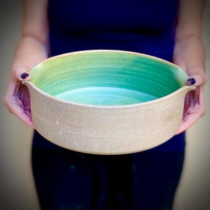 Rustic Green Baking Tray, Round Shaped Baking Dishes, Ceramic Casserole Dish, Green Dinnerware for Holidays, Gift for Mom, Wedding Presents
