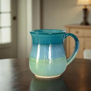 Turquoise Ceramic Mug, Handmade Pottery Cup, Large Tea Cup, Espresso & Cappuccino Cup, Handcrafted Christmas Gift