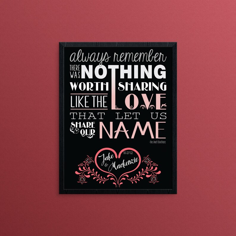 Custom Quote Wedding Anniversary Print Instant Download Song Etsy