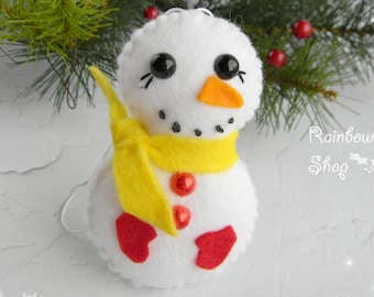 Christmas Ornaments- Christmas Snowman ornament- Felt Snowman ornament - Christmas decor- felt advent- Christmas felt decor