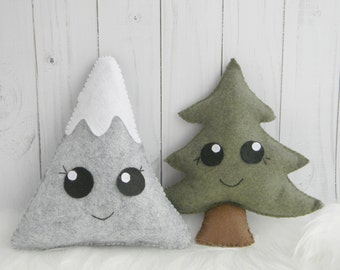 Pin de montagne pépinière décor montagne coussin pin arbre coussin Kawaii coussin montagne Softies pépinière coussin nouveau-né bébé cadeau