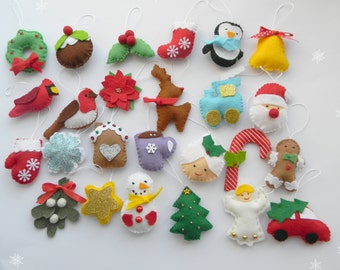 Christmas felt ornaments set 25 advent calendar ornaments tree ornament Christmas decor christmas tree decor advent calendar for kids filler