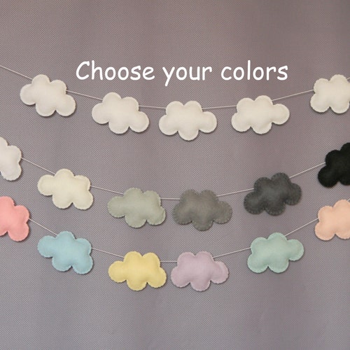 Custom Felt Cloud Garland Cloud Nursery Decor Wall Decor Cloud Etsy