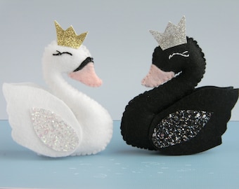 Swan princess felt ornament Swan Baby Nursery Decor Swan baby mobile Ballet Bedroom Decor White Swan Black Swan bird