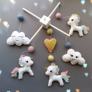 Unicorn Baby Mobile Baby  Mobile  Modern Nursery mobile Cloud Mobile Rainbow uncorn Baby mobile Baby girl mobile Pactel colors