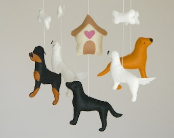 Dog baby mobile Boy baby mobile Baby girl mobile Dog nursery decor Dog House Bone baby Mobile Ceiling Decor Playroom Animals Nursery mobile