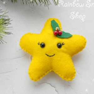 Filz-Weihnachtsschmuck, Filz-Stern-Weihnachtsschmuck, Kawaii-Filz-Weihnachtsschmuck, Happy Star-Ornamente, Weihnachtsdekorationen