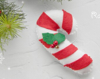 Felt Christmas ornament Felt candy cane Christmas ornament Christmas gif  Christmas decorations Christmas Candy Cane