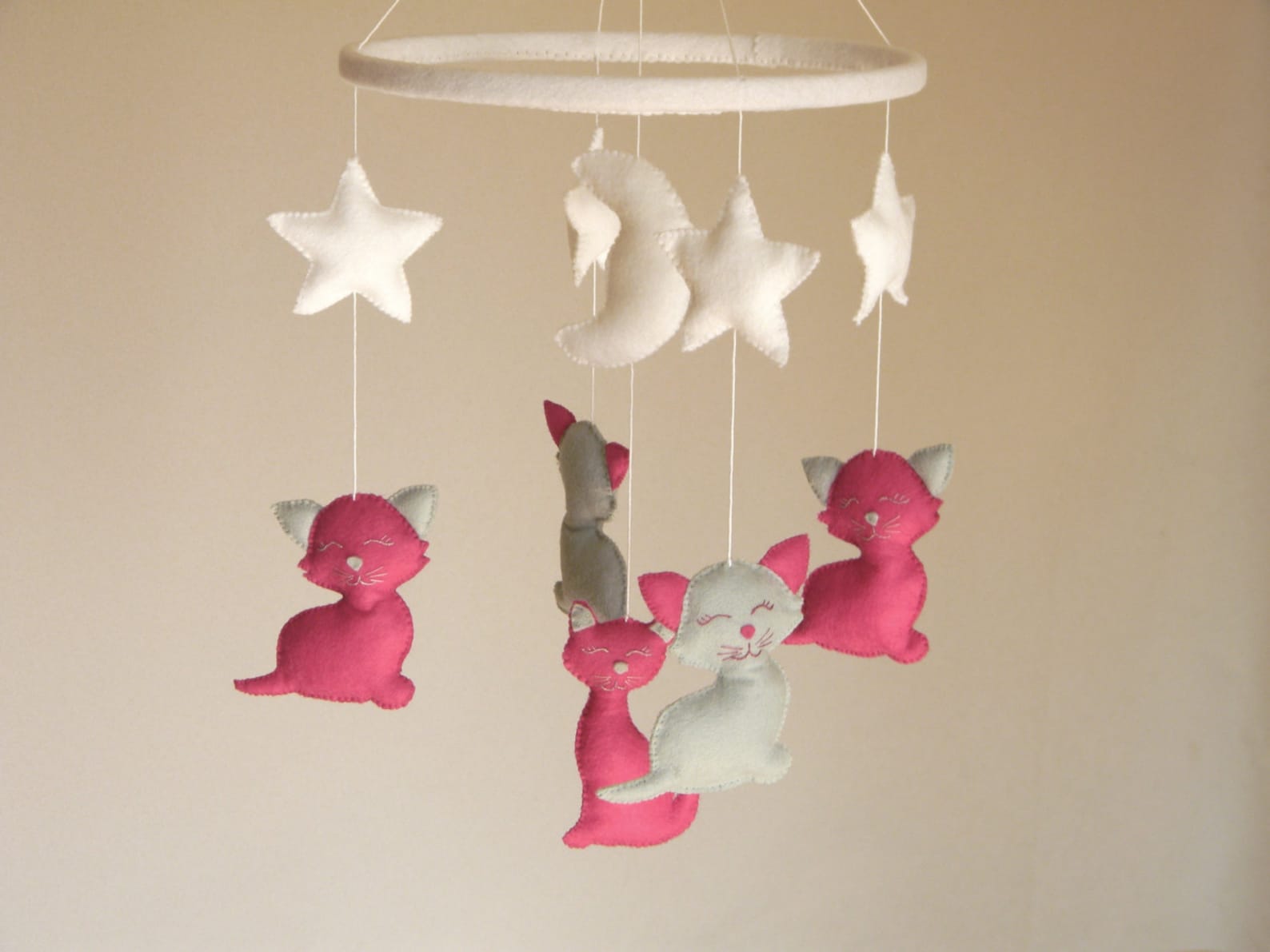Baby girl Mobile Baby Crib Mobile Felt cat mobile kitty Etsy