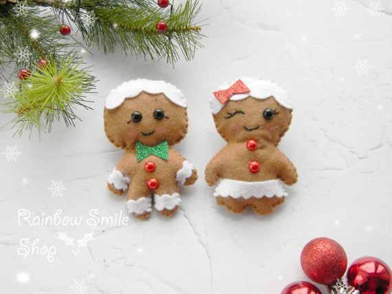 3 Gingerbread Cookie Candy Christmas Ornaments Star Tree Mitten