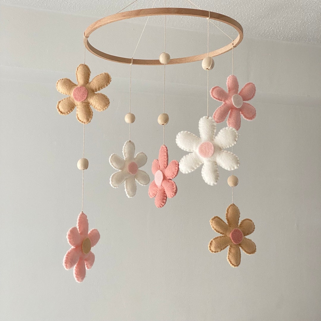 Girl Baby Mobile Floral Nursery Mobile Neutral Nursery Decor Minimalist