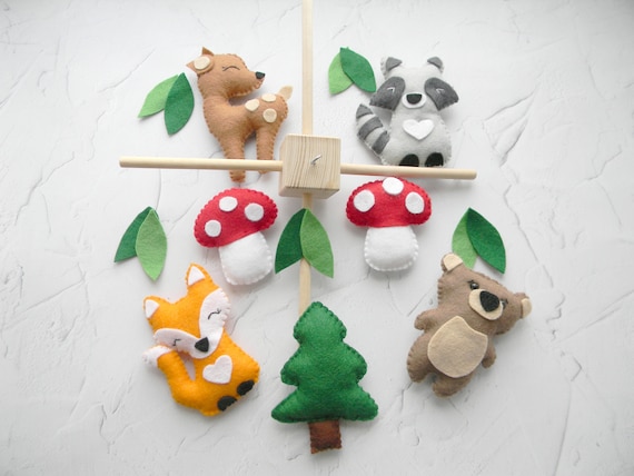 Foret Bebe Mobile Woodland Chambre Denfant Mobile Animaux Etsy