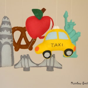 New York City baby mobile Trewel nursery mobile baby boy mobile  New York City Nursery Decor Handmade felt urban mobile baby shower gift