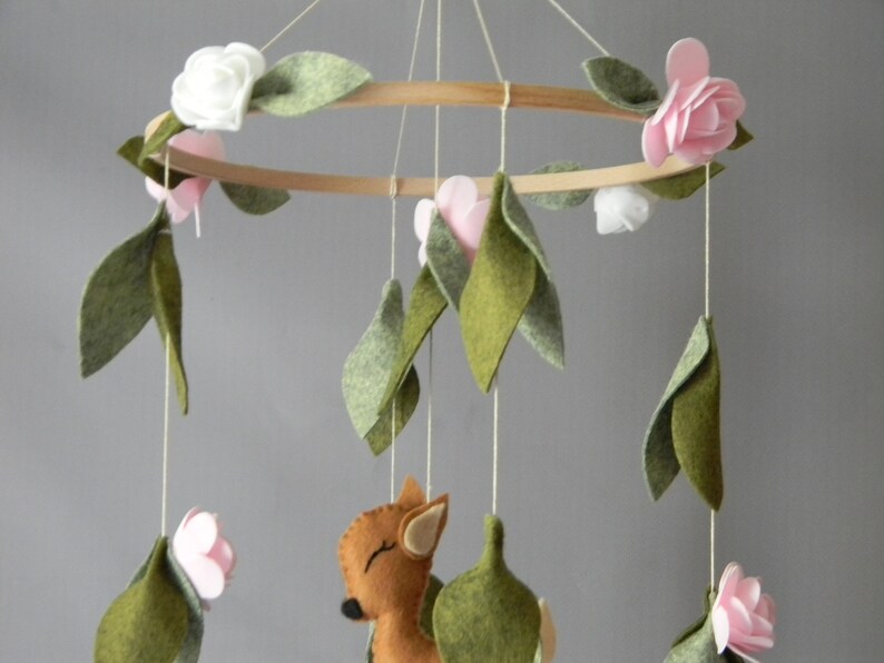Deer Baby Mobile Woodland Baby Mobile Woodland Flower Nursery Etsy