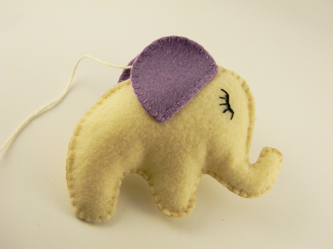 Elephant Ornament Felt Animals Ornaments Yellow Gray Shower Etsy