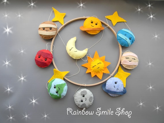 Baby Mobile Solar System Mobile Space Nursery Mobile Planets Baby Crib Mobile Baby Boy Mobile Handing Mobile Space Nursery Decor Felt Mobile