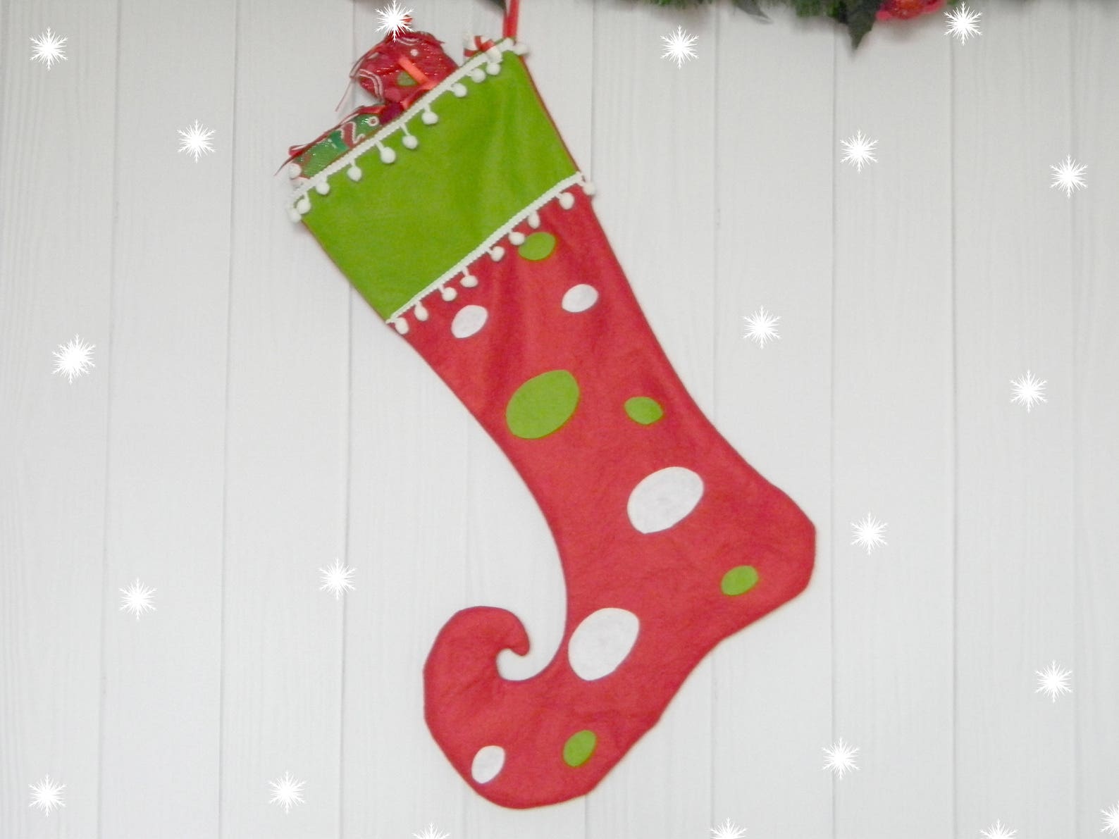 SALE Personalized Elf Stockings Red Green christmas socking Etsy