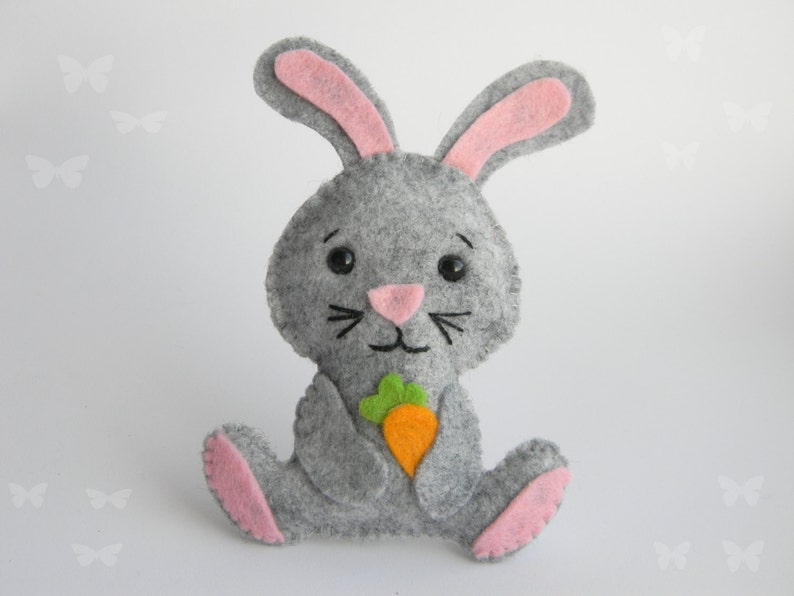 Felt Bunny Easter Ornament With Carrot Toy Bunny Felt Woodland Spring ...