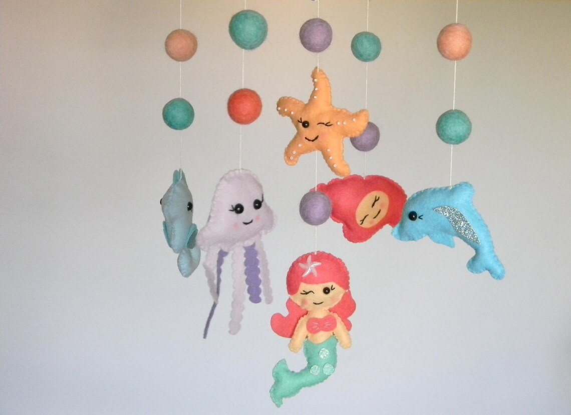 Mermaid Baby Mobile Crib Under the Sea Decoration Ocean Etsy