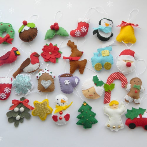 Christmas felt ornaments set 25 advent calendar ornaments tree ornament Christmas decor christmas tree decor advent calendar for kids filler