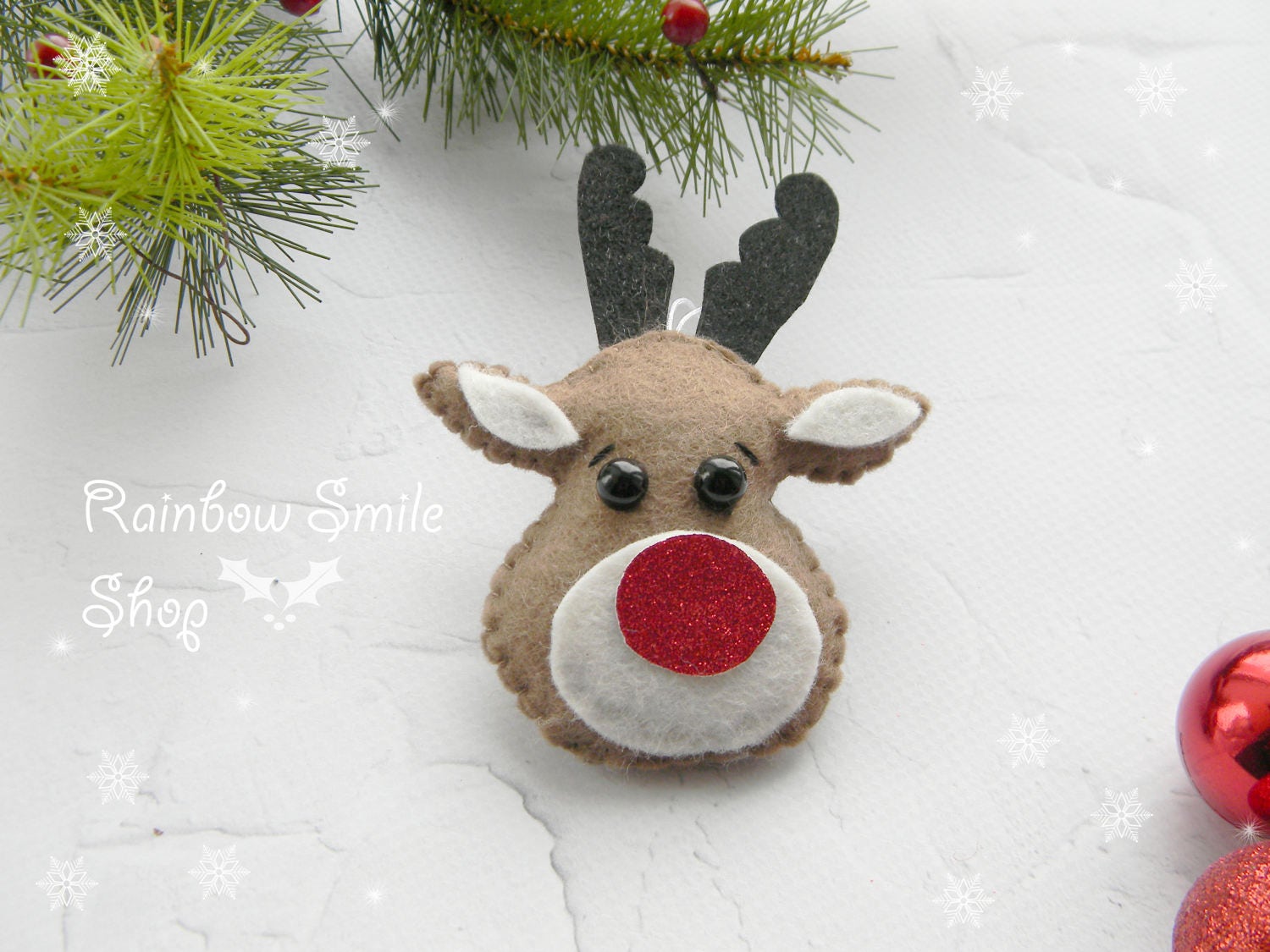 Felt Christmas Ornaments Felt Reindeers Ornaments Rudolph the - Etsy