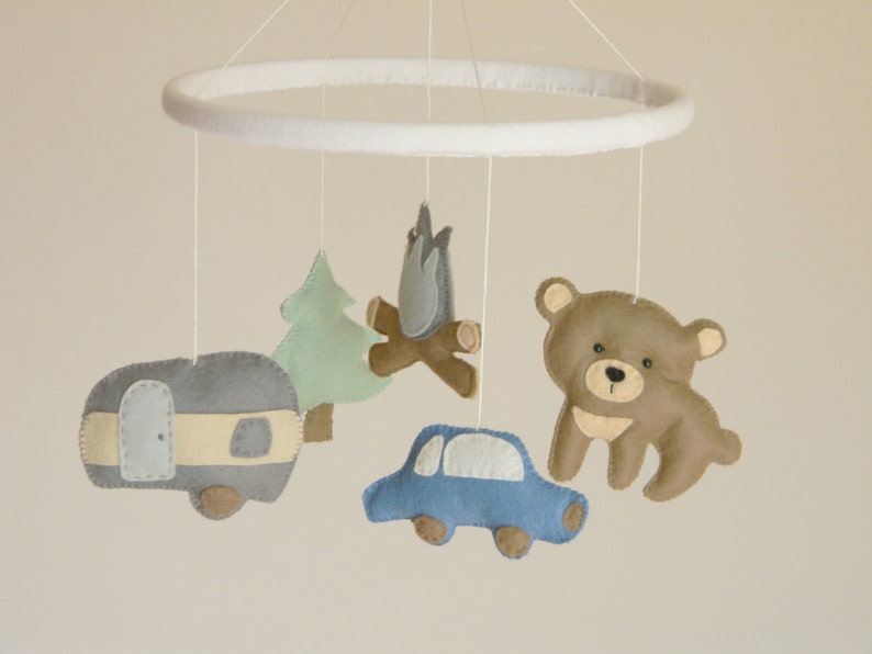 Camping Baby Mobile Felt Stuffed Animals Mobile Woodland Baby Etsy