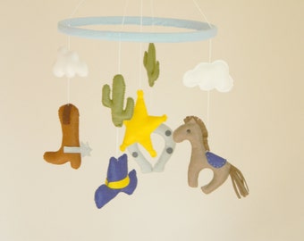 Cowboy  Baby Mobile  Wild west Baby nursery Mobile Cowboy hanging mobile Western nursery decor cowboy baby room decoration