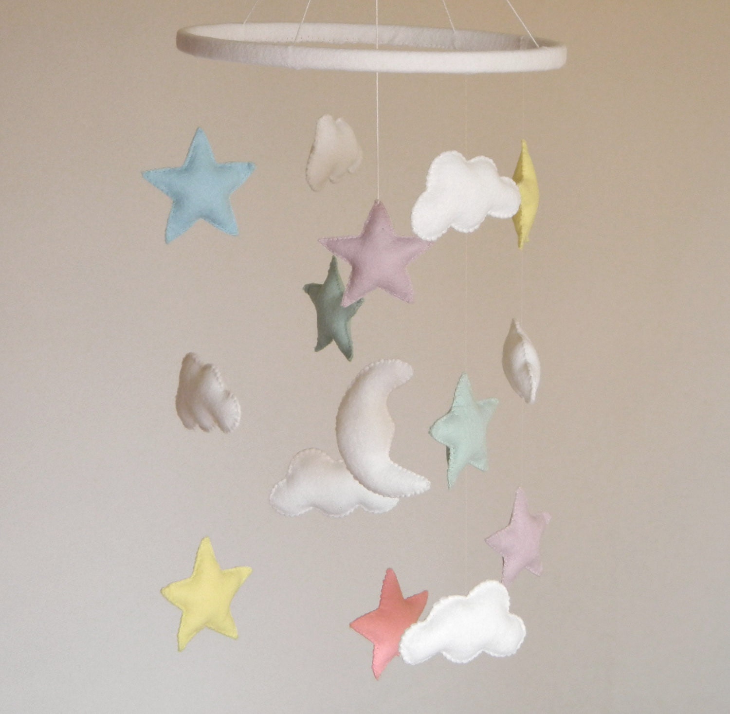 Custom Cloud Star mobile Baby Crib Mobile Felt Stars Clouds Etsy