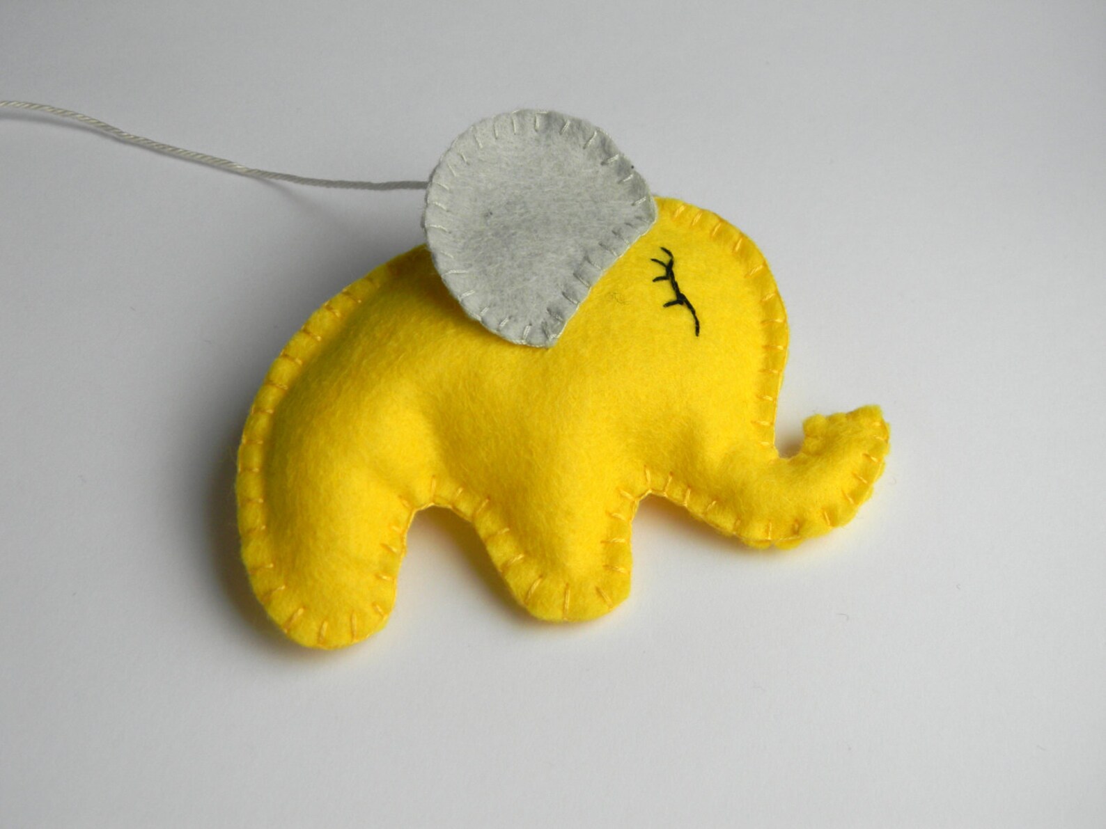 Elephant Ornament Felt Animals Ornaments Yellow Gray Shower Etsy
