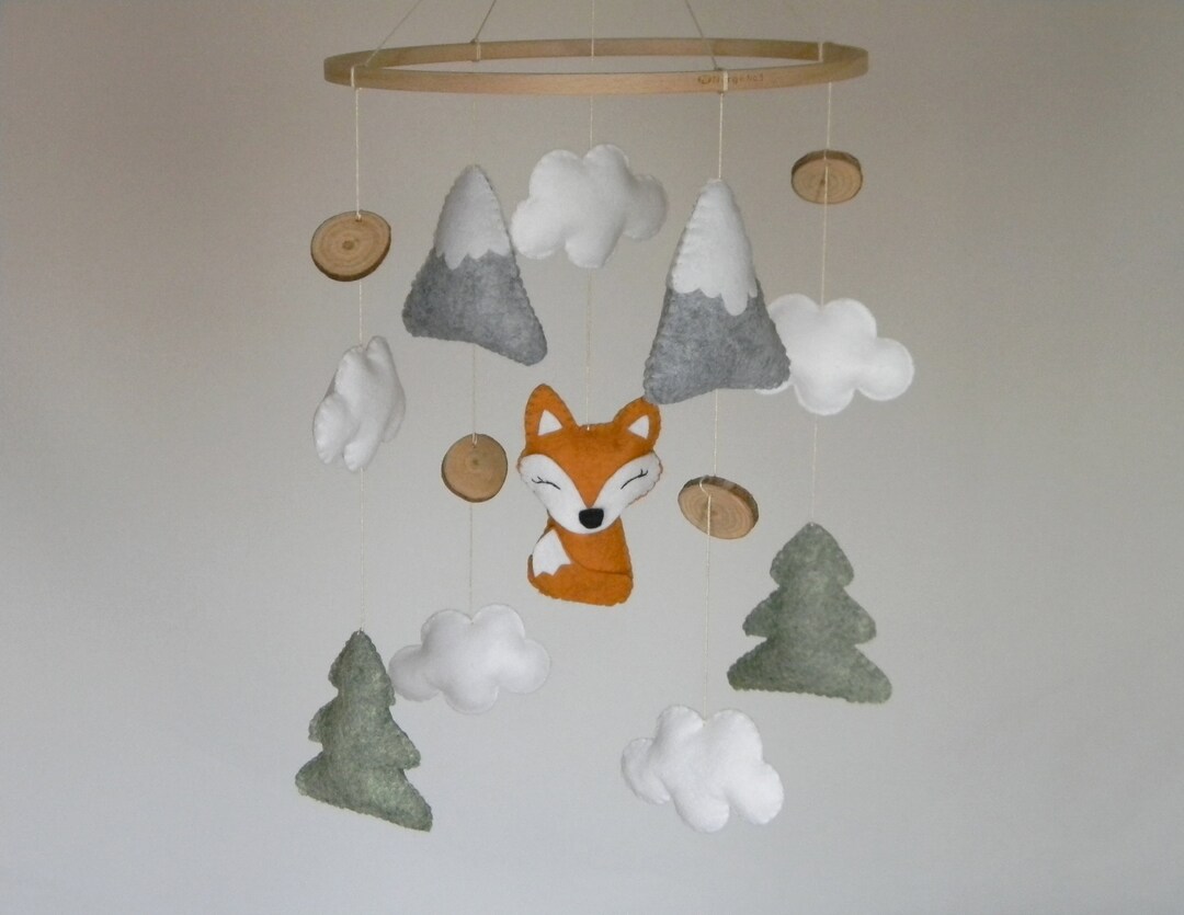 Fox Nursery Mobile Fox Baby Mobile Woodland Mobile Woodland Etsy