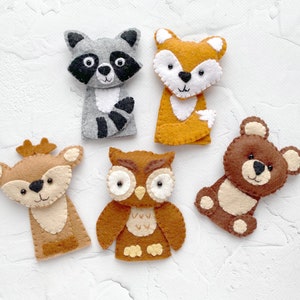 Woodland animals finger puppets Forest finger toys finger theater puppet play set Felt animals Toddler toys Montessori toys
