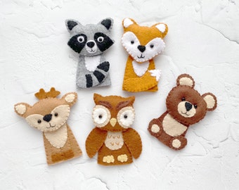 Woodland animals finger puppets Forest finger toys finger theater puppet play set Felt animals Toddler toys Montessori toys