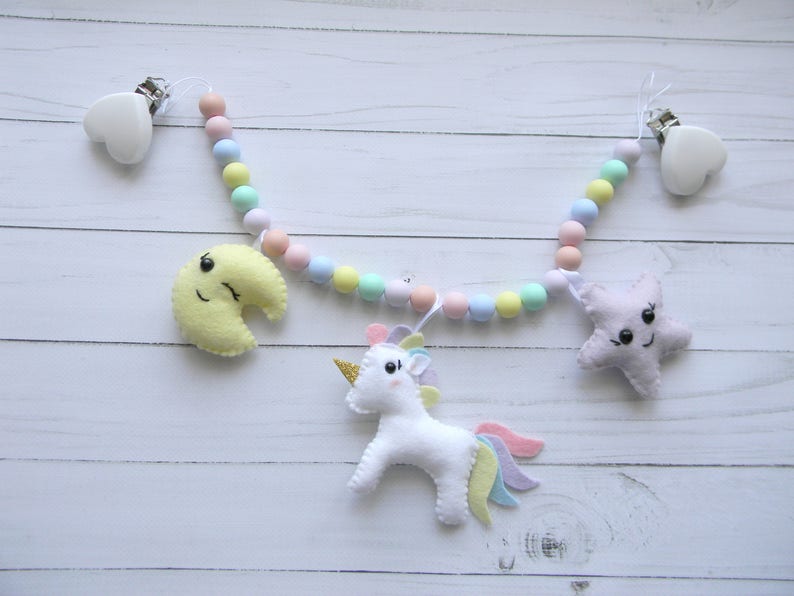 Unicorn Stroller mobile Baby girl stroller chain Unicorn pram Etsy