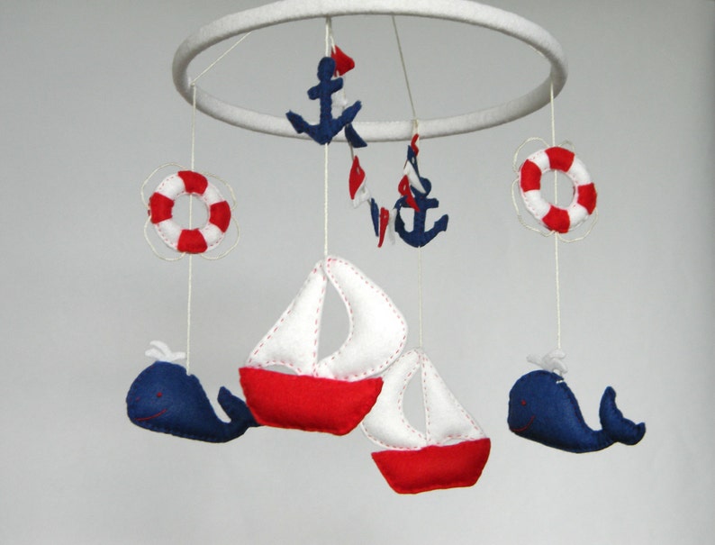 SALE 20 Nautical Sailboat Baby Mobile Felt Whales Etsy