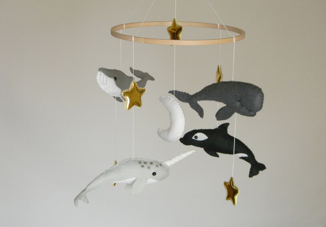 Baby Mobile Whale Nursery Mobile Modern Baby Grib Mobile Etsy