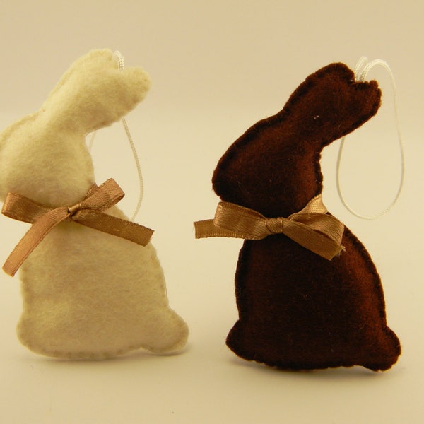 Easter chocolate bunny ornaments, easter decorations, spring decor, felt bunnies, felt rabbit, easter ornaments, Easter gift