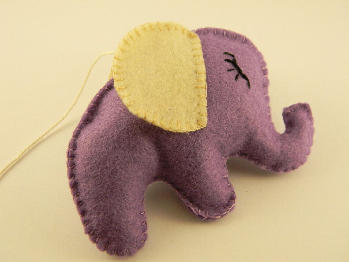 Elephant Ornament Felt Animals Ornaments Yellow Gray Shower Etsy