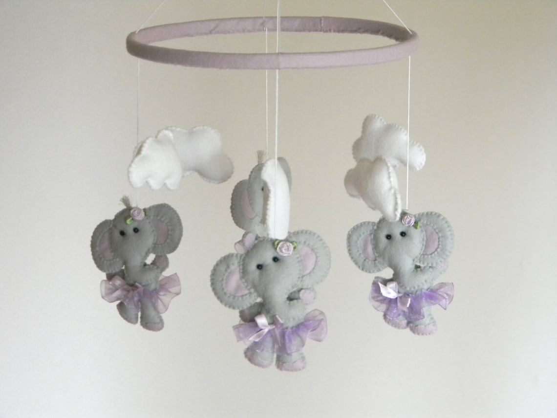 Elephant Baby Crib Mobile Ballerina Cot Mobile Elephant Tutu Etsy