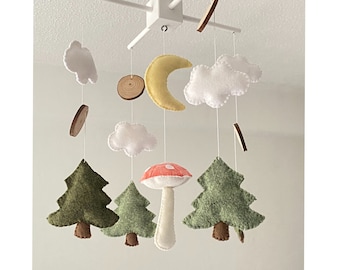 Mushroom nursery mobile Baby mobile mushroom Woodland baby mobile  gender neutral nursery mobile Forest nursery decor Felt hanging mobile