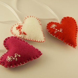 Hearts felt ornaments Valentines day decor Valentines day gift tried tray decor felt  Christmas ornaments home decor wedding favors